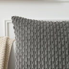 Kevin Textile 14x20 Inch Pillow Cover 1 Pack Boho Decorative Soft Striped Corduroy Lumbar Farmhouse Accent Rectangle Cushion Case for Living Room Couch Sofa Bed, Dark Grey