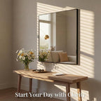 30''x30'' Square Black Bathroom Mirror, Matte Metal Framed Wall Mirror, Modern Geometric Vanity Mirror for Double Sink, Farmhouse Decor, Flush Mount