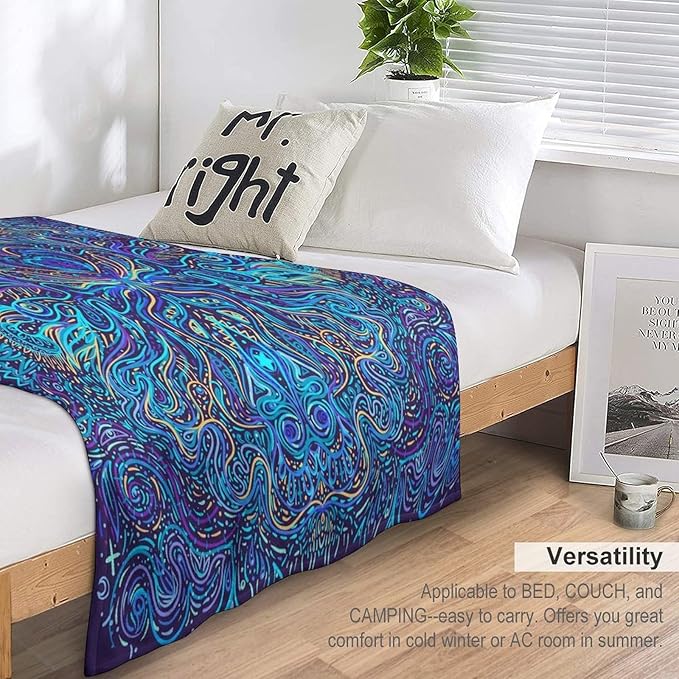Hippie Bohemian Mandala Throw Blanket Indian Gypsy Abstract Flower Floral Texture Print Blanket for Sofa Bed Couch Chair Or Dorm 70"x80"