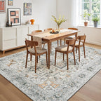 Lessymo 5x7 Area Rugs for Living Room, Washable Rug for Bedroom Kitchen Dining Room, Soft Vintage Carpet Non Slip, Large Boho Rug Low Pile for Entryway Dorm Nursery Kids Room Bedside, Grey/Brown