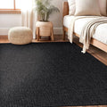 Beverly Rug Easy Jute Rug 5x7 Solid Washable Durable Outdoor Indoor Area Rugs for Living Dining Room Patio Office Stain Resistant Non Shedding Casual Indoor Outside Carpet (5 x 7 Dark Gray)