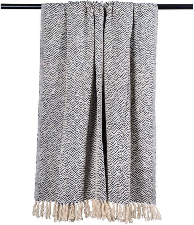 DII Diamond Throw Collection Cotton Woven, 50x60, Nautical Blue