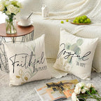 AVOIN colorlife Eucalyptus Leaves Throw Pillow Covers, 16 x 16 Inch Green Leaves Be A Light for All to See Spring Cushion Case Decoration for Sofa Couch Set of 4