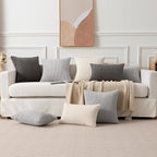 Kevin Textile 14x22 Inch Pillow Cover 1 Pack Boho Decorative Soft Striped Corduroy Lumbar Farmhouse Accent Rectangle Cushion Case for Living Room Couch Sofa Bed, Dark Grey