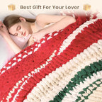 L'AGRATY Chunky Knit Blanket Throw: 60''x80'' Chenille Chunky Knitted Throw Blankets for Twin Bed Couch - Handmade Thick Cable Knit Blanket - Large Crochet Rope Blankets for Home Decor