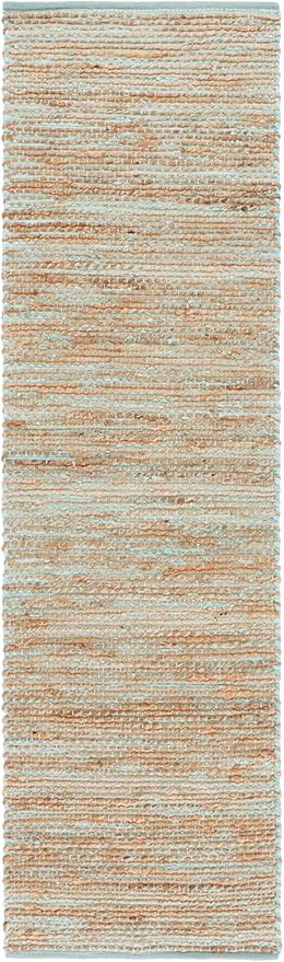SAFAVIEH Cape Cod Collection Runner Rug - 2'3" x 8', Turquoise & Natural, Handmade Jute, Ideal for Living Room, Hallway, Foyer, Bedroom (CAP236K-28)