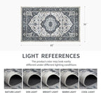 3x5 Vintage Washable Area Rug for Living Room,Low Pile Non Slip Carpet Non-Shedding Small Area Rug Soft Indoor Stain Resistant Rug Floral Print Mat for Bedroom Dining Room Blue Beige