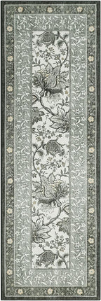 GarveeHome Provence Fog 2.5 x 8 Washable Kitchen Runner Rugs Non Slip Vintage Boho Cottage Long Rug for Hallways Bedroom Entryway Bathroom Mat with Rubber Back