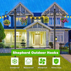 Double Shepherds Hooks for Outdoor,2 Pack 70 Inch Bird Feeder Pole with 5 Prongs Base,Heavy Duty Shepherds Hook,Suitable for Garden in Hanging Flower Basket,Lantern,Bird Nests (2 Pack 70 inch)
