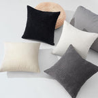 Topfinel 4 Packs Black and WhiteDecorative Throw Pillow Covers 22x22 Inch for Living Room Couch Bed Sofa, Boho Western Farmhouse Home Decor, Square Soft Moss Corduroy Fall Cushion Case 55x55 cm