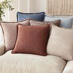 Foindtower Set of 2 Decorative Linen Fringe Throw Pillow Covers Cozy Boho Farmhouse Cushion Cover with Tassels Soft Accent Pillowcase for Couch Sofa Bed Living Room Home Decor,26×26 Inch,Rust Red