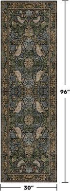Vintage Runner Rugs for Hallways - 2'6"x8' Wide Kitchen Runners, Entryway Rug, with Flowers and Leaves, Washable Non Slip Low Pile