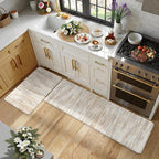 KIMODE Anti Fatigue Kitchen Mats for Floor, Farmhouse Brown Kitchen Rugs Sets of 2, Summer Cushioned Kitchen Floor Mats, Comfort Standing Mats for Sink Laundry Office Desk 20"x59"+20"x32"
