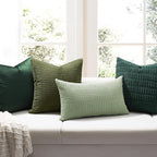 Softalker Throw Pillow Covers 18x18 Inch, Set of 2, Soft Corduroy Boho Stripe Decorative Pillow Cover, Couch Fluffy Pillow Cover for Farmhouse Home Decor Bed Living Room, Sage Green