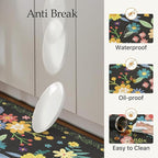 GENIMO Kitchen Mats for Floor 2PCS, Cushioned Kitchen Rugs Non Slip Washable, Farmhouse Anti Fatigue Mat Waterproof, Comfort Standing Mat Rug for Office, Home, Laundry, 17.3"x59"+17.3"x30", Black