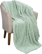 Superior Fleece Boho Jacquard Blanket, Decorative Blankets for Bedroom, Sofa, Fuzzy, Plush, Fluffy, Soft, Cute Room Decor, Beautiful Cover, Comfort Essentials, Arctic Collection, Twin, Sea Foam