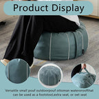 Louis Donné 21 Inch UNSTUFFED Moroccan Pouf Ottoman Cover, Handmade Faux Leather Foot Stool, Round Storage Poof Cover, Exotic Décor for Living Room Bedroom or Wedding Gifts ONLY Cover(Blue)