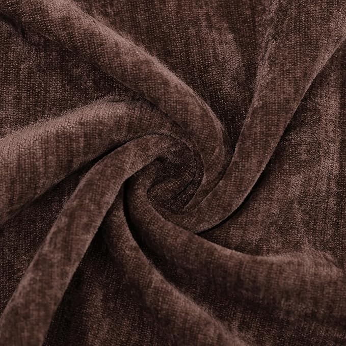 decorUhome Chenille Reddish Brown Spring Throw Pillow Covers 12x20 Inch Set of 2, Decorative Soft Couch Pillow Covers Solid Dyed Accent Farmhouse Neutral Rectangle Pillow Cases for Sofa