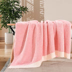 NEXHOME PRO Soft Blankets Pink, Cozy Throw Blanket for Couch, Warm Reversible Knit Blanket for Women, Fuzzy Lightweight Throws for Sofa, Bed, Picnic, Heather Hot Pink, 50 x 60 inches