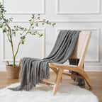 BATTILO HOME Dark Grey Throw Blanket for Couch, Textured Solid Soft Sofa Throw, Knitted Decorative Grey Blanket, 50"x60"