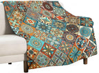 Vintage Boho Floral Throw Blanket Mandala Colorful Bohemian Flowers Art Pattern Blanket for Sofa Bed Couch Chair Or Dorm 30"x40"