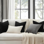 Topfinel Decorative Black Throw Pillow Covers Cushion Cases, Set of 4 Soft Velvet Modern Double-Sided Designs Match for Home Decor, Pillow Inserts Not Included (18x18 inch)