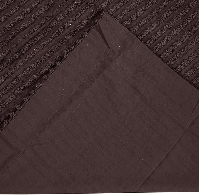 Better Trends Jullian Collection is Super Soft and Light Weight in Bold Stripes Design 100% Cotton Tufted Unique Luxurious Machine Washable Tumble Dry, King Sham, Chocolate