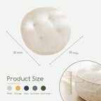 HIGOGOGO 6" Extra Thick Floor Pillow Cushion for Adults, Meditation Cushion Pillow, Large Round Floor Sitting, Tufted Corduroy Cover, for Tatami Living Room or Yoga, 22x22 Inch, 2Pack, Beige