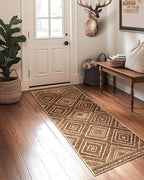 Area Rug 2x10 Rug Machine Washable Non-Slip Low Pile Print Pattern Western Rug for Living Room Bedroom Entryway Tribal Series -Yellowbrown/Cream