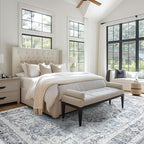 Area Rug 9×12, Large Vintage Boho Rug,Ultra-Soft Low Pile, Washable, Non Slip,Stain Resistant, Printed Carpet for Living Room Bedrooms Playroom Office Kitchen, Light Blue