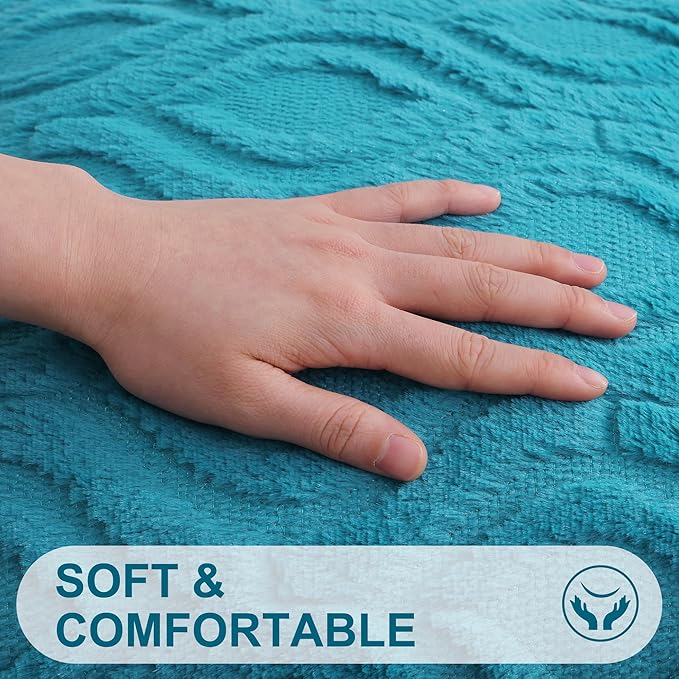 decorUhome Cozy Textured Euro Sham Throw Pillow Covers 26x26 Inch Set of 2, Soft Plush Faux Wool Teal Accent Couch Pillow Covers for Modern Farmhouse Sofa Bed Living Room