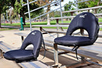 Nice C Stadium Seats, Floor Chairs, Bleacher Chairs, 10-Position Reclining Waterproof Cushion, Ultralight, Foldable, Extra Thick Padding, with Shoulder Strap & Net Pocket (Set of 2 Black)