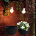 Hanging Baskets for Plants Outdoor - 2 Pack Black Plastic Solar Flower Pots with Drainage Holes & Removable Saucer, Self-Watering Hanging Planters for Garden, Porch, Balcony, Patio