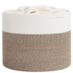 Goodpick 15.8 x 15.8 x 13.8 Inches Blanket Basket - Cotton Rope Baskets for Blankets & Toys, Nursery & Living Room Decor (Soft Material Design)