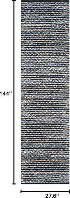 SAFAVIEH Cape Cod Collection Runner Rug - 2'3" x 12', Blue & Natural, Handmade Flat Weave Braided Jute & Cotton, Ideal for High Traffic Areas in Living Room, Bedroom (CAP363A)