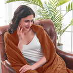 inhand Knitted Throw Blankets for Couch and Bed, Soft Cozy Knit Blanket with Tassel, Orange Rust Lightweight Decorative Blankets and Throws, Farmhouse Warm Woven Blanket for Men and Women, 60"x80"