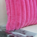 JOJUSIS Pack of 2 Faux Fur Plush Decorative Throw Pillow Covers Couch Cushion Case Soft Pillowcases (Hot Pink, 24 x 24-Inch)