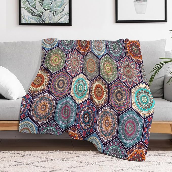 Vintage Boho Floral Throw Blanket Bohemian Flower Patterned Blanket for Sofa Bed Couch Chair Or Dorm 30"x40"