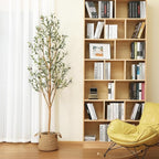 Kazeila Artificial Olive Tree 7FT Tall Faux Silk Plant for Home Office Decor Indoor Fake Potted Tree with Wood Branches and Fruits