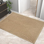 Sturdy Front Door Mat, Absorbent Muddy Dirt Resist Welcome Door Mats Outdoor Indoor, Stain and Fade Resistant, Non-Slip Backing Entry Mat Low Profile Doormat for Entryway, 47×32, Beige