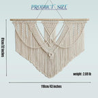 oiikain Large Handmade Boho Macrame Wall Hanging Tapestry - Chic Bohemian Woven Home Decor art for Living Room, Bedroom, and Wedding Parties (Beige, Large Sigle Triangle)