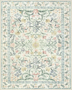 Lahome Sylvie Boho Rugs for Living Room, Washable Large 8 x 10 Area Rugs for Bedroom Non Slip, Soft Ultra-Thin Distressed Floral Throw Carpet for Office Dining Room, Cream/Multi