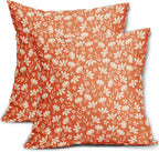 Orange Pillow Covers 20x20 Set of 2 Vintage Floral Rustic Old Style Cute Flower Print Decorative Outdoor Pillowcases Seasonal Farmhouse Throw Cushion Case Decor for Couch Sofa Bed