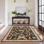 Mushroom 3x5 Area Rug Washable Non-Slip Small Indoor Rugs for Entryway with Rubber Back Soft Low-Pile Stain Resistant Foldable Carpet for Kitchen Bedroom Living Room Mat Brown