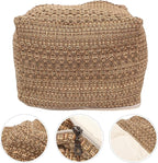 LIFKOME Footstool Square Pouf Ottoman Cotton Pouf Chair Handmade Woven Foot Stool Soft Knitted Cotton Linen Footrest Square Floor Cushion Tatami Seats Cushion for Living Room Ottoman Pouf