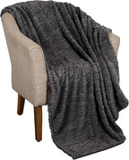 Superior Fleece Boho Jacquard Blanket, Decorative Blankets for Bedroom, Sofa, Fuzzy, Plush, Fluffy, Soft, Cute Room Decor, Beautiful Cover, Comfort Essentials, Arctic Collection, Full/Queen, Charcoal