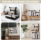 2 Pcs Black White Throw Pillow Covers Boho Chunky Tufted Pillow Cover 18 x 18 Inches Modern Woven Decorative Pillows Cases Abstract Pillows Sham for Living Room Bed Sofa Couch