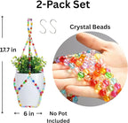 2 Pack Macrame Plant Hanger Small (6" Pot), Glass Beaded Plant Hangers Indoor Outdoor | Colorful Hanging Planters, Hanging Plants Holders | NO Pot/Plants Included (2PK, for 6 inch)