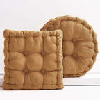 Meditation Floor Pillow Set of 2 Large Square and Round Floor Cushions for Adults Brown Corduroy Floor Seat Pillows Cushion for Living Room Balcony Tatami Yoga,18x18 Inch