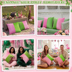 2 Pcs Pink Green Pillow Covers 18 x 18 Inch Soft Dutch Velvet Cushion Covers Witch and Princess Friendship Throw Pillowcase for Car Couch Sofa Bed Spring Easter Sorority Party Decorations